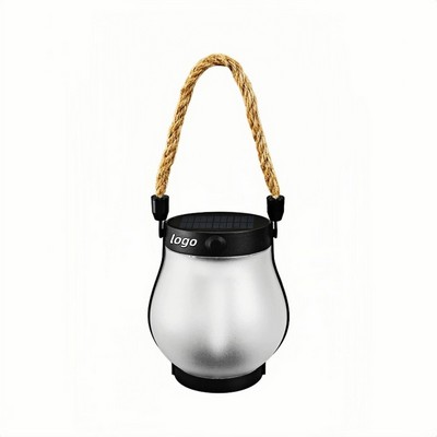 Solar Powered Rope Flame Lantern Hanging Outdoor Light for Camping and Patio