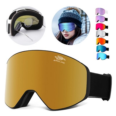 Magnetic Double-Layer Anti-Fog UV400 Protection Ski Goggles