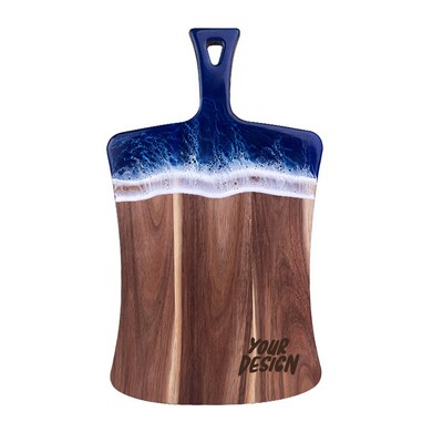 Ocean Wave Resin Coastal Serving Tray with Handle