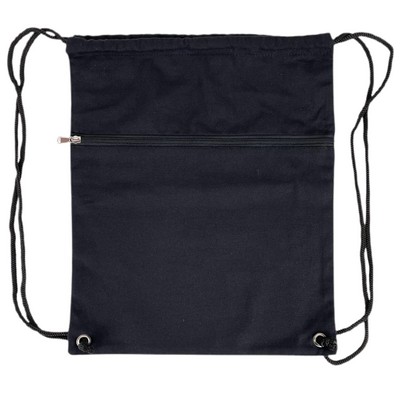 Blank Travel 7 oz Canvas Drawstring Bag | Sports Gym Hiking Event Cinch Black (14x17)