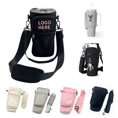 Versatile Oxford Adjustable Water Bottle Holder with Key Ring