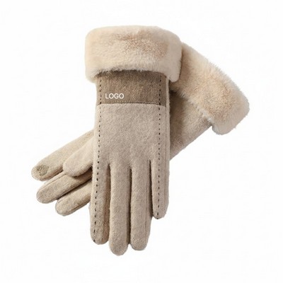 Women's Cashmere Winter Touchscreen Gloves Thick Fleece Warm Outdoor Gloves