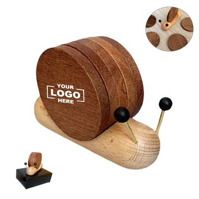 Snail-shaped Solid Wood Coaster & Heat-Resistant Mat