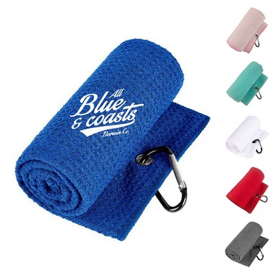 Waffle Design Microfiber Golf Towel with Clip