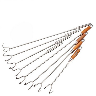 Stainless Steel Meat Hook with Extended Heat Resistant Handle for Professional Butchery and Smokehou