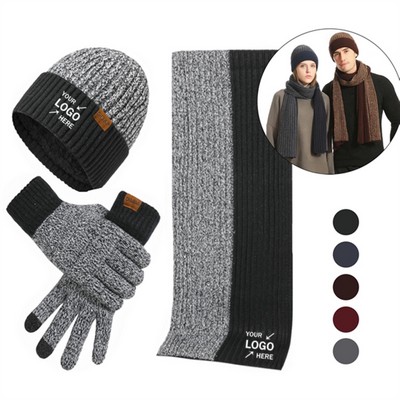 3 PCS Winter Hat Scarf Gloves Set