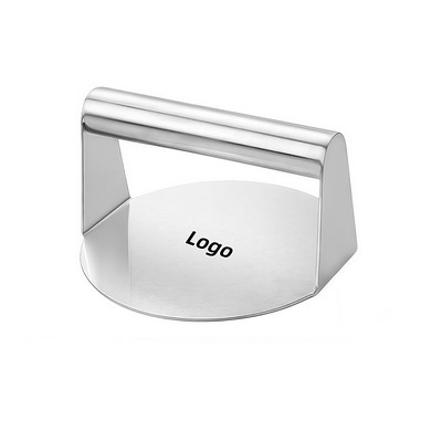 Round Foldable Stainless Steel Burger Patty Press with Textured Surface