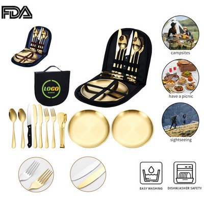 Knife Fork Spoon and Plate 10 Piece Set