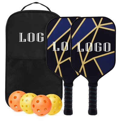 Fiberglass Pickleball Paddles Set w/4 Balls 1 Bag