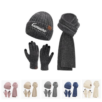Winter Warmth Gloves with Hat and Scarf