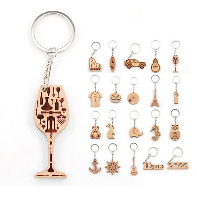Wooden Wine Glass Keyring