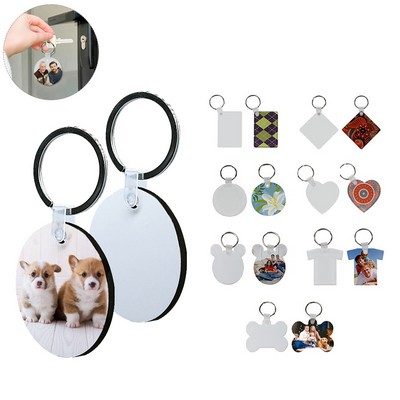 Vibrant Circular Wooden Keyring