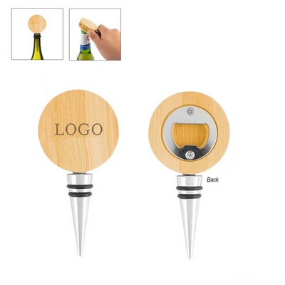 Bamboo Wine Stopper With Bottle Opener