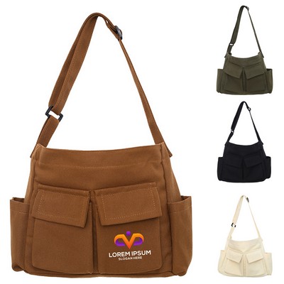 Utility Style Large Capacity Canvas Messenger Bag