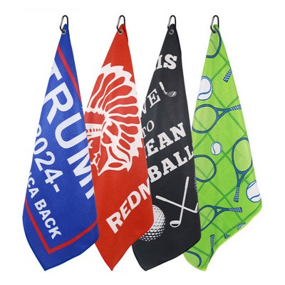 Waffle Weave Microfiber Golf Towel With Carabiner Clip