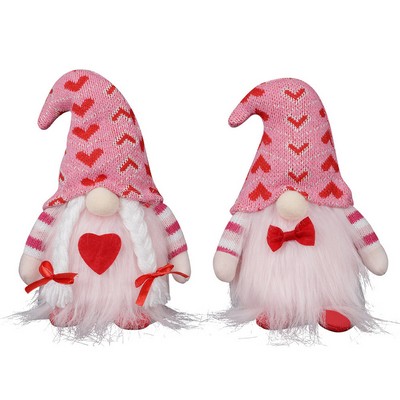 Valentine's Day Bow-Knot Heart Gnome Elegant Rudolf Faceless Doll Romantic Plush Ornament