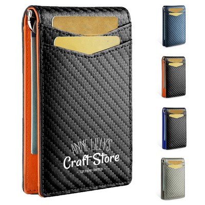 Slim RFID Blocking Leather Wallet with Money Clip
