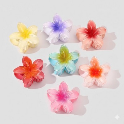 Elegant Bauhinia & Plumeria Flower Hair Claw 3D Tropical Floral Shark Clip Large French Twist