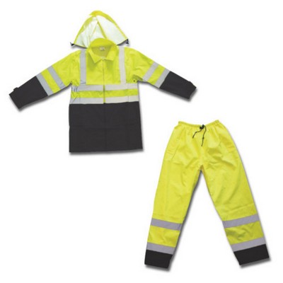Forester 7454G CLASS 3 HI VIS RAIN SUIT WITH BLACK BOTTOM