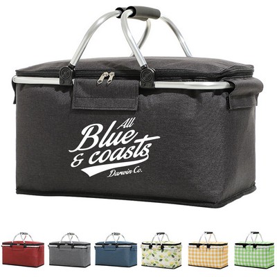 Portable Insulated Picnic Basket with Handle
