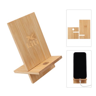 Detachable Bamboo Phone Stand With Charging Hole