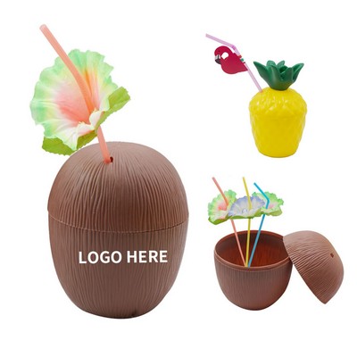 Coconut Cups Hibiscus Straws