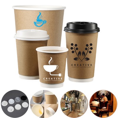 Multi-Size Double Wall Kraft Paper Cup with Lid