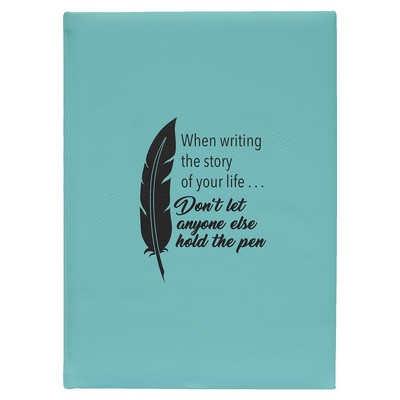 Teal Large Leatherette Journal with Lined Notepad - Laser Engraves to Black