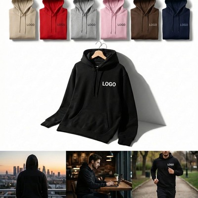 Midweight Relaxed Fit Cotton-Poly Blend Pullover Hoodie