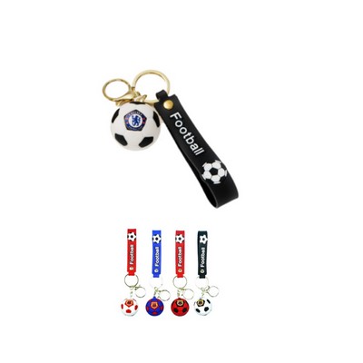 PVC Soccer Backpack Charm W/ Metal Keychain