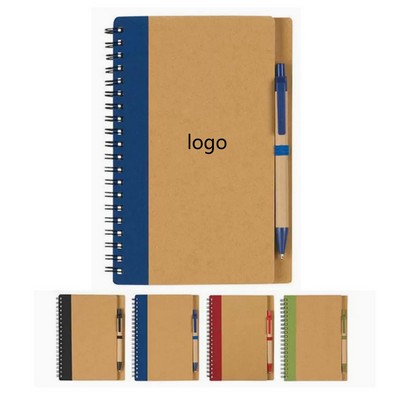 Colorful Eco-Inspired Spiral Notebook with Pen